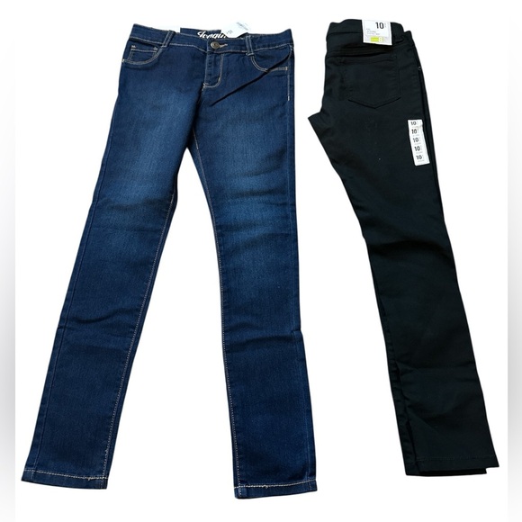 Crazy 8 Girl Jegging Adjustable Waist size 10, 2 pair, blue & black - Picture 3 of 3